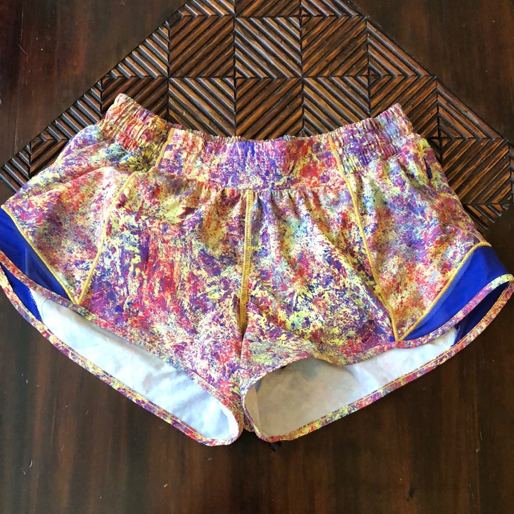 Lululemon Athletica Red and Yellow Athletic Shorts